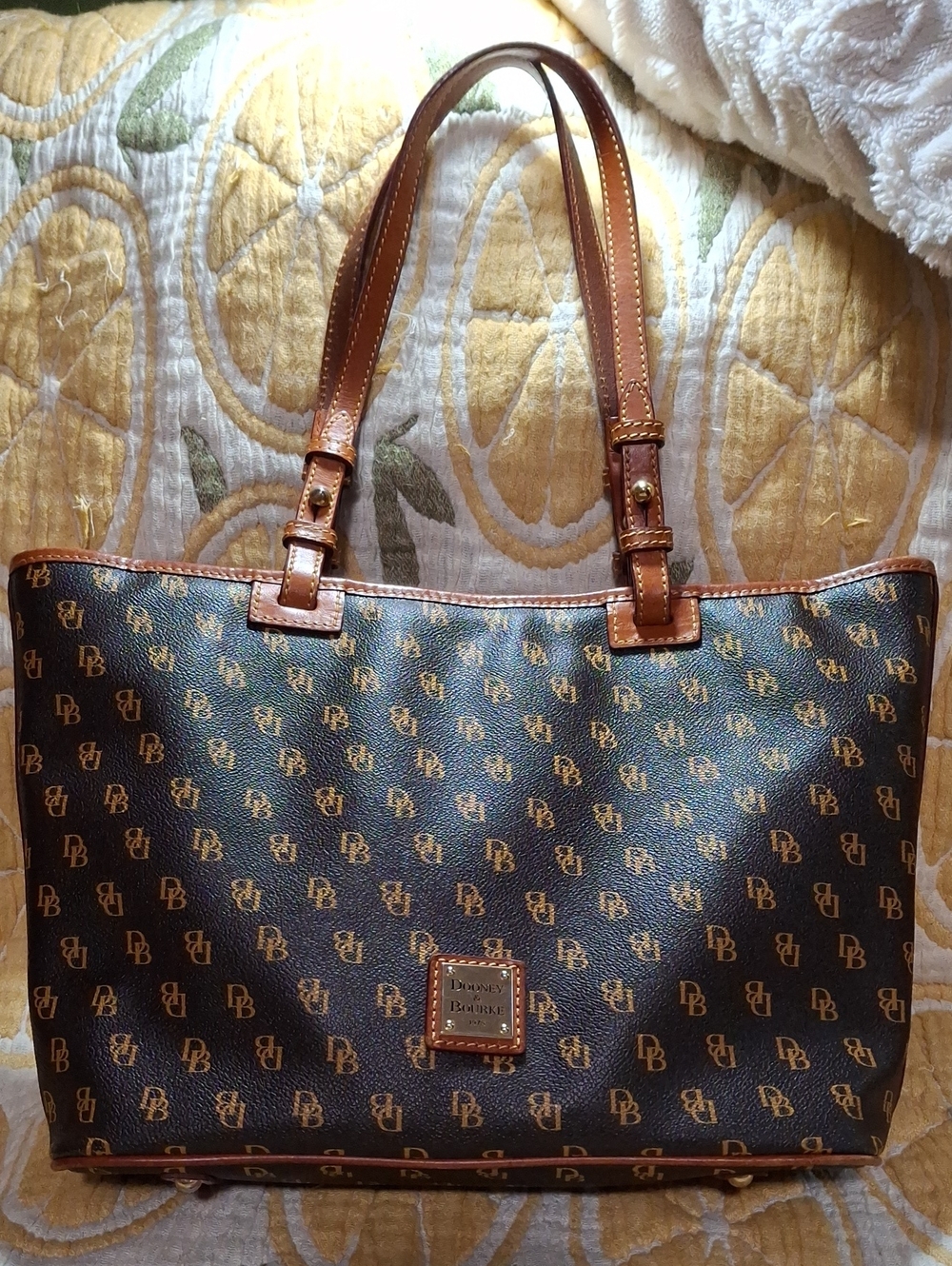 Dooney & Bourke Brown and Tan Logo Tote